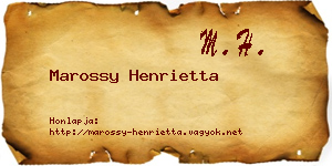 Marossy Henrietta névjegykártya